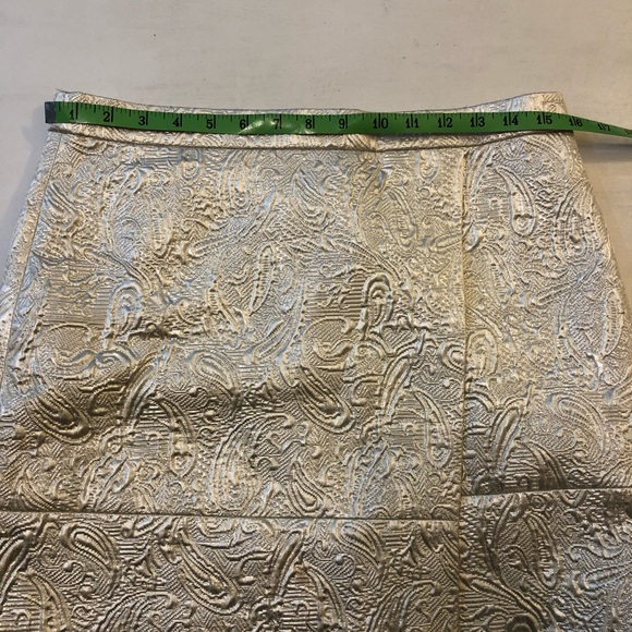 J. Crew Origami Skirt in Metallic Matelasse Mini Wrap Front - Cream Size 4, 8 - Picture 12 of 16